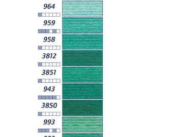 Floss & Perle-CC-9: 964-500 TURQUOISE-DK Greens Please see color card for details
