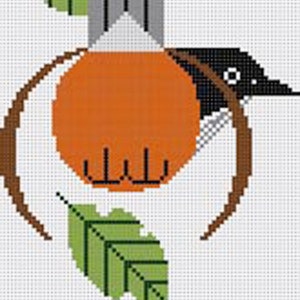 HC-B024-ROBIN - BY Charley Harper Harper - Needlepoint Canvas Hand Painted- 13 Ct