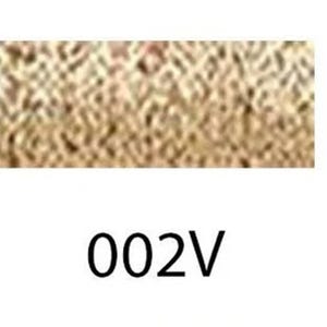 May include: A rectangular, textured, beige-colored fabric swatch. The fabric has a mottled appearance with darker brown and tan flecks. Below the swatch is the text "002V" in a bold, black font.