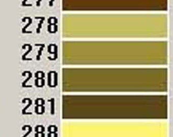 Colors 268-313- Greens-Yellows -Anchor Floss & Pearl-size 5 + 3