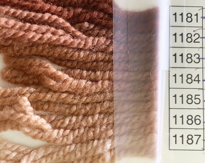 WAV - 1181-1182-1183-1185-1185-Closest to Paternayan Terra Cotta Family  480-486 - WAVERLY WOOL (by Brown Sheep)
