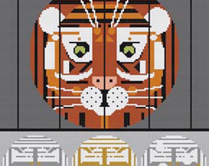 HC-T171 - COPY CATS (Tiger & Cats) - by Charley Harper - Needlepoint Canvas Hand Painted- 13 Ct