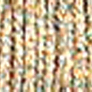 May include: Close-up of a textured, woven fabric in shades of beige, brown, and gold. The material appears to be made of multiple strands, creating a vertical striped pattern. The fabric has a slightly rough, natural appearance.