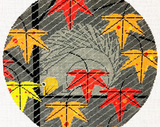 CH-S107-SQUIRREL in a Squall - BY Charley Harper - Needlepoint Canvas Hand Painted- 13 Ct