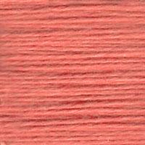 May include: Close-up of a spool of coral-colored yarn. The yarn has a textured, slightly fuzzy appearance with visible horizontal lines. The color is a warm, reddish-orange hue, suggesting a soft, natural fiber. Ideal for knitting and crochet projects.