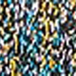 May include: Abstract artwork with a mosaic-like pattern. The design features a blend of colors, including blue, yellow, white, and black, creating a textured and visually complex composition. The artwork has a modern aesthetic.