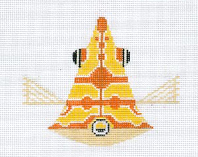 HC-0278-Grouper Ornament - BY Charley Harper - Needlepoint Canvas Hand Painted- 18 Ct