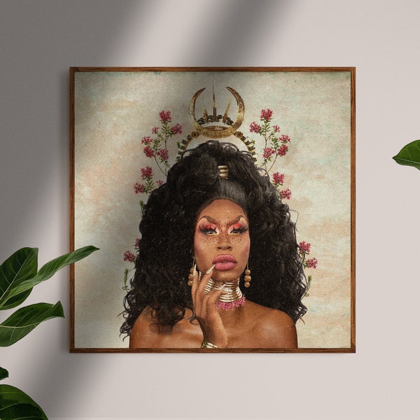 Shea Coulee, Rupaul, botanical art print, gothic illustration, vintage art, retro, boho art print, contemporary art, art nouveau