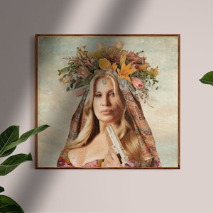 Jennifer Coolidge, White lotus, Tanya, botanical art print, vintage art, retro, boho art print, contemporary art, art nouveau