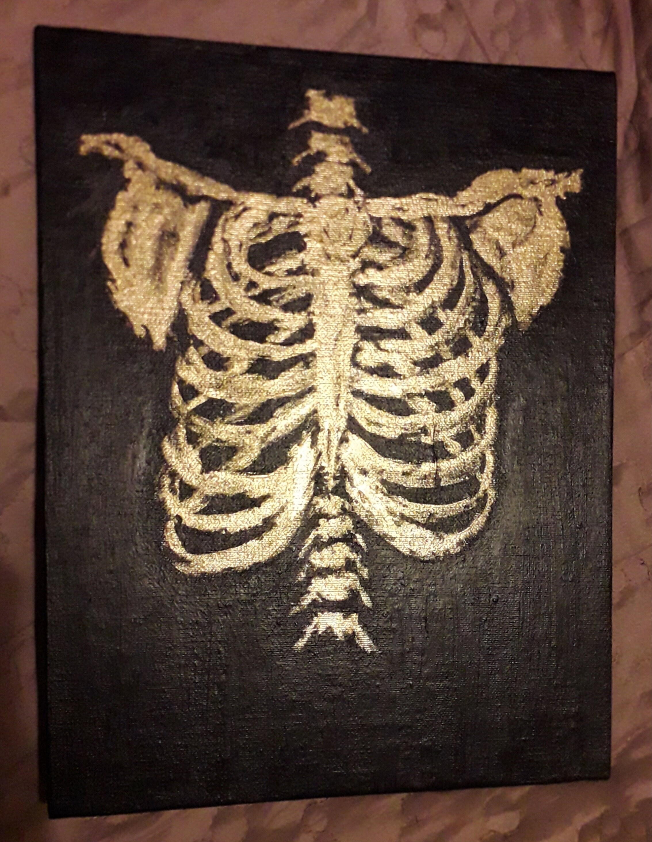 Hand Painted Bone/rib Paintings. Canvas Board. Acrylic Etsy UK