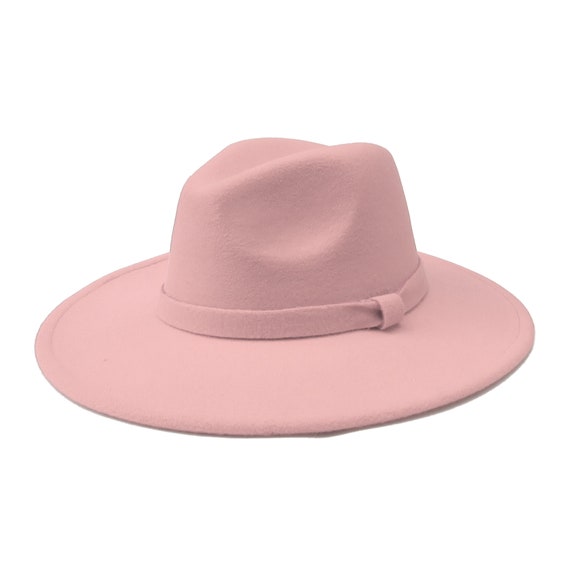 Light Pink Fedora Panama Wide Brim Cotton Blend Felt Hat | Etsy