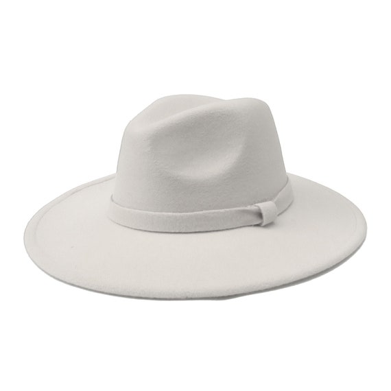 White Fedora Panama Upturn Wide Brim Cotton Blend Felt Hat | Etsy