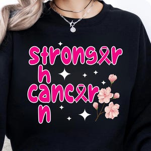 Stronger Than Cancer PNG, Breast Cancer Awareness Sublimation, Pink Ribbon Survivor Shirt Design, Warrior Quote PNG, October Support