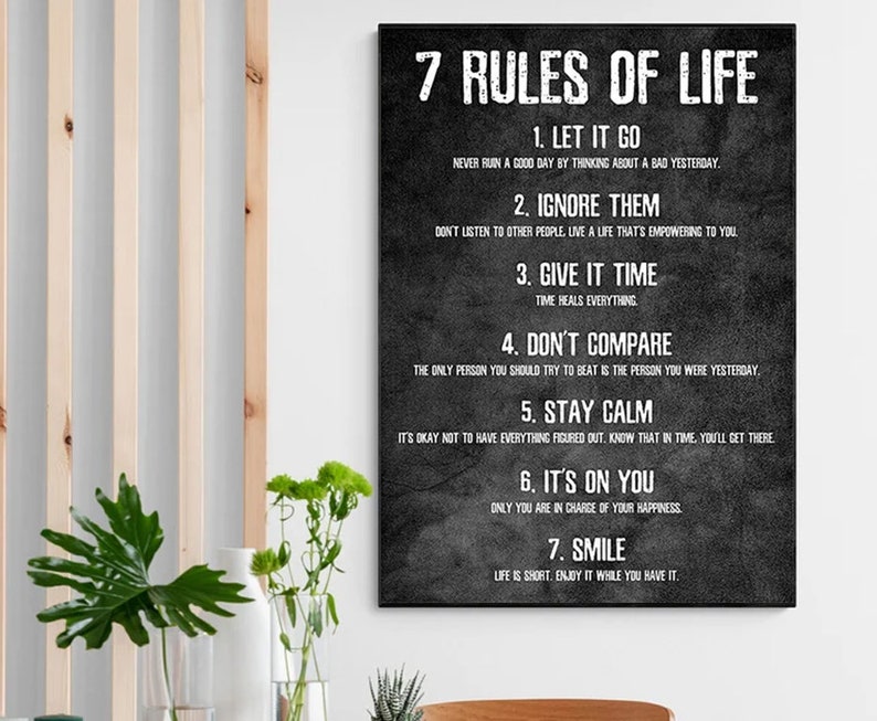 7 Regeln des Lebens Motivationsposter | Etsy