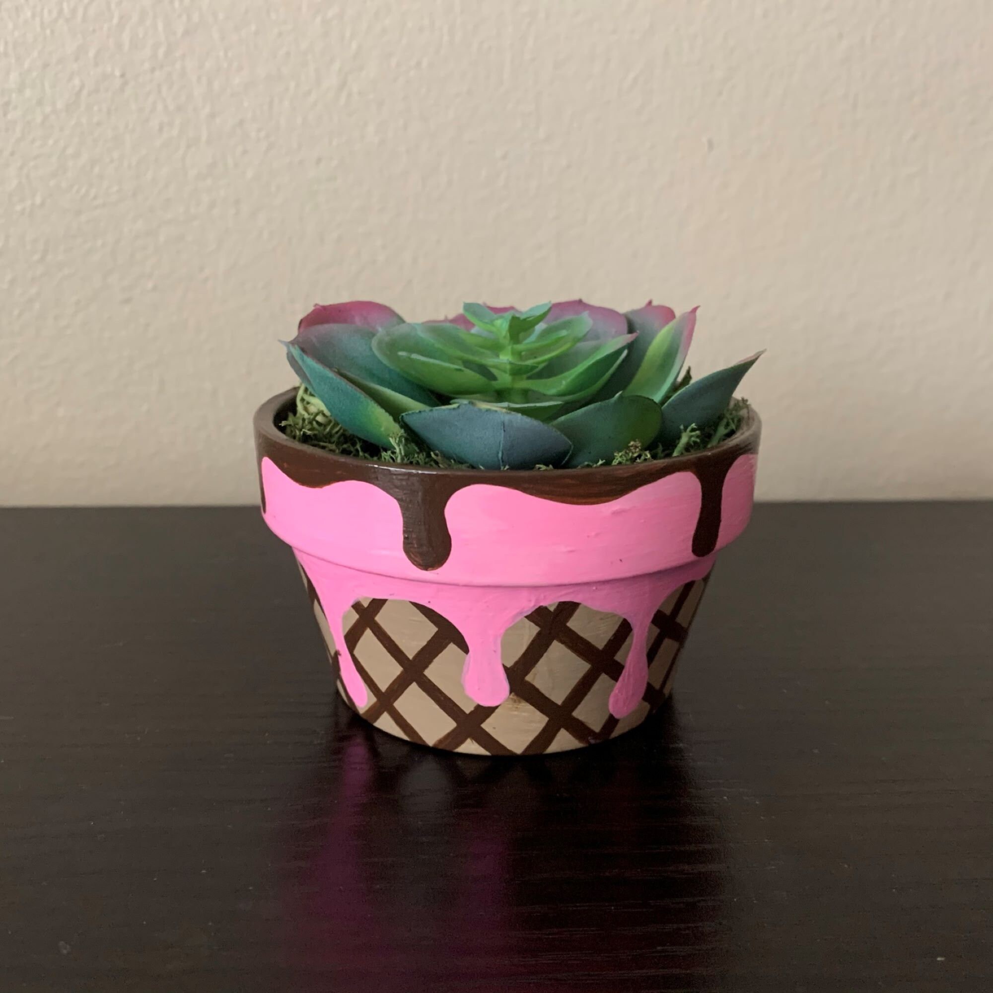 Ice Cream Cone Planter With Drainage Tray Custom Ice Cream Etsy