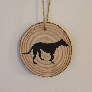 Wooden Greyhound Hand painted Christmas Decoration - Standing