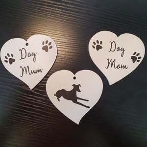 Greyhound Dog Mom/Mum hand painted hanging decoration
