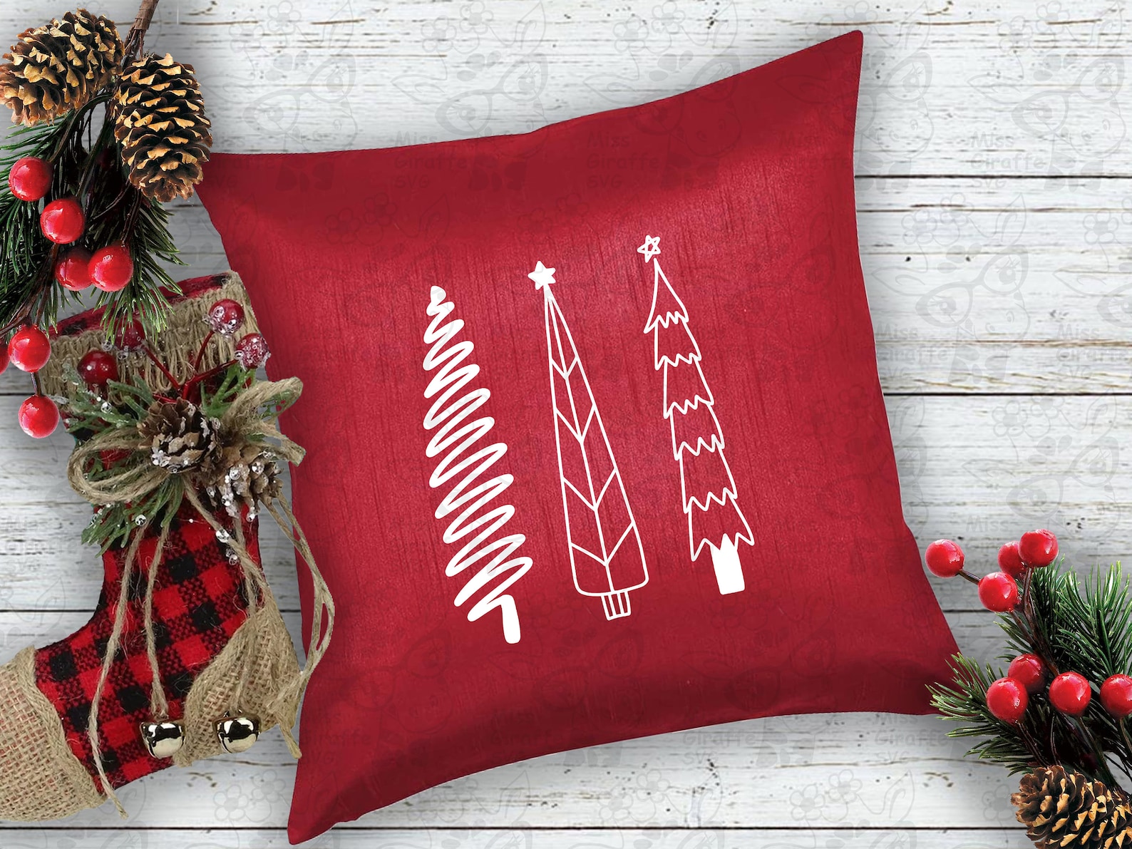 Tall and Skinny Christmas Tree SVG Bundle Hand Drawn Tall Etsy