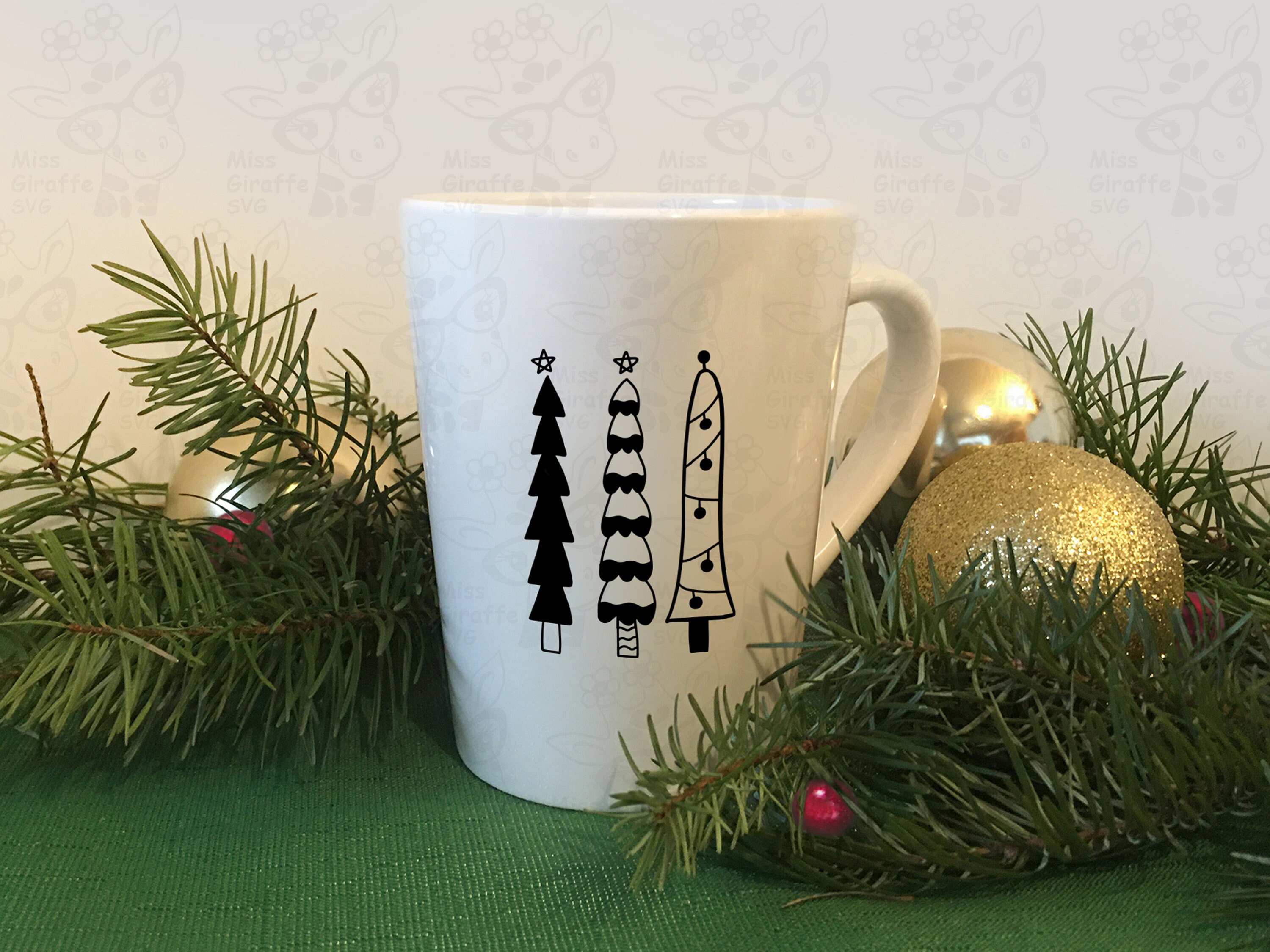 Tall and Skinny Christmas Tree SVG Bundle Hand Drawn Tall Etsy