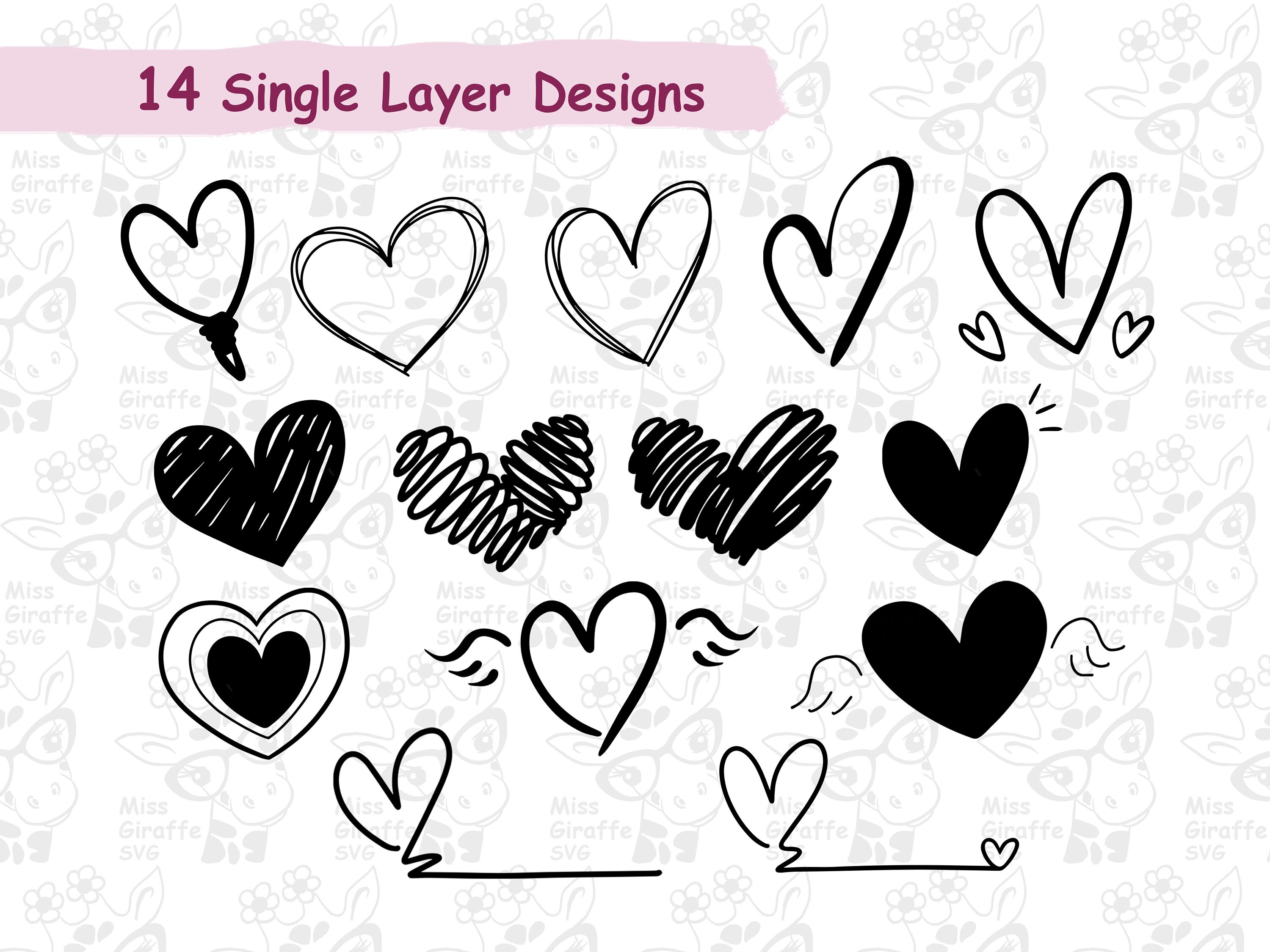 Heart SVG Files for Cricut Hand Drawn Heart Love SVG Design Doodle ...