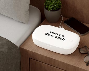 UV Phone Sanitizer, Tech Accessories & Wireless Charging Pad, Fun Sarcatic Saying, Black and White