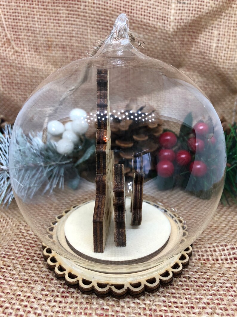 Wooden Christmas Church Scene in Glass Dome Etsy