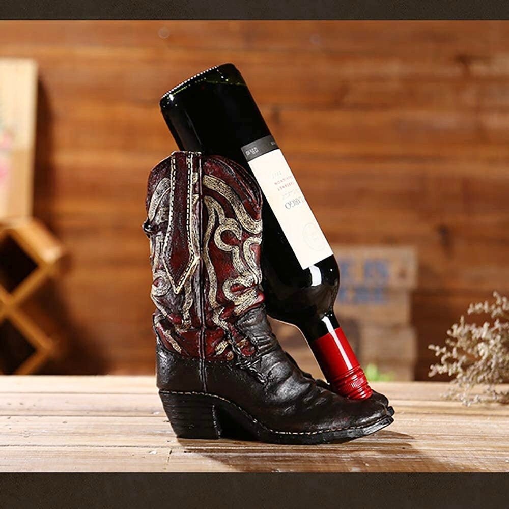 Western Cowboy Boot Wine Bottle Holder Decorative Display Etsy