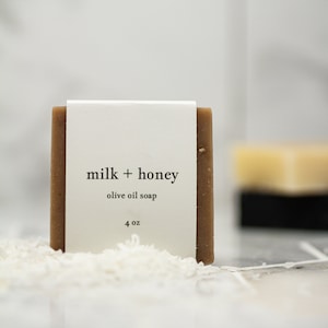 Natural Milk+honey Olive Oil Bar Soap, Vegan handmade soap, Natural soap bar, No waste soap, Made in USA soap, Sensitive skin, Moisturizing
