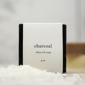 Natural Charcoal Olive Oil Soap, Vegan handmade soap, Natural soap bar, No waste soap, Made in USA soap, Detox soap, Purifying soap