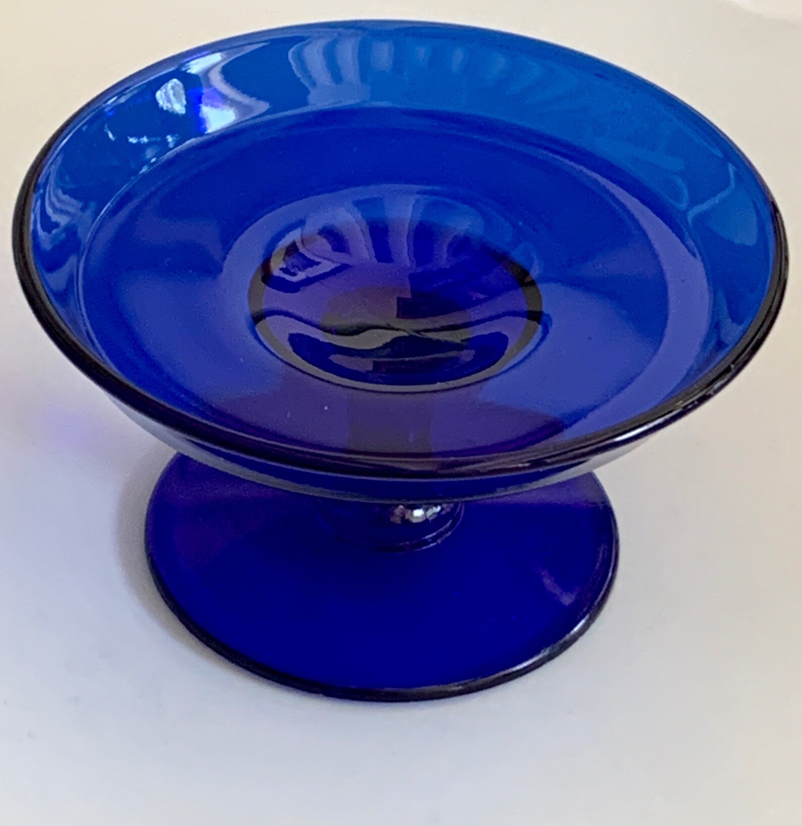 Cobalt Blue Stemmed Glass Compote Dish Etsy