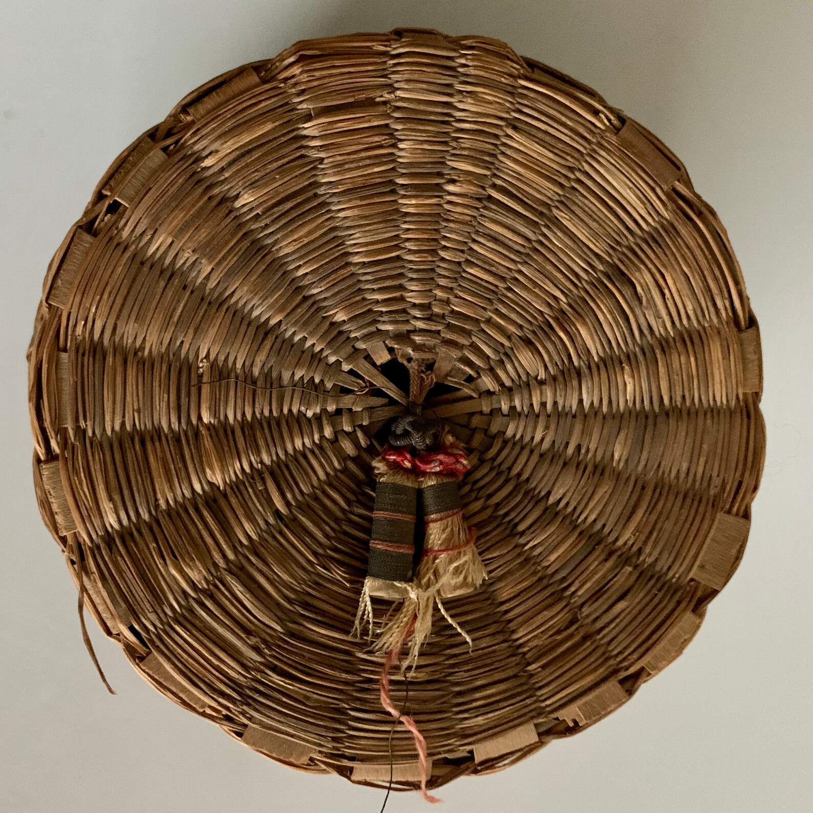 Antique Chinese Sewing Basket Round Covered Woven Wicker Boho Etsy