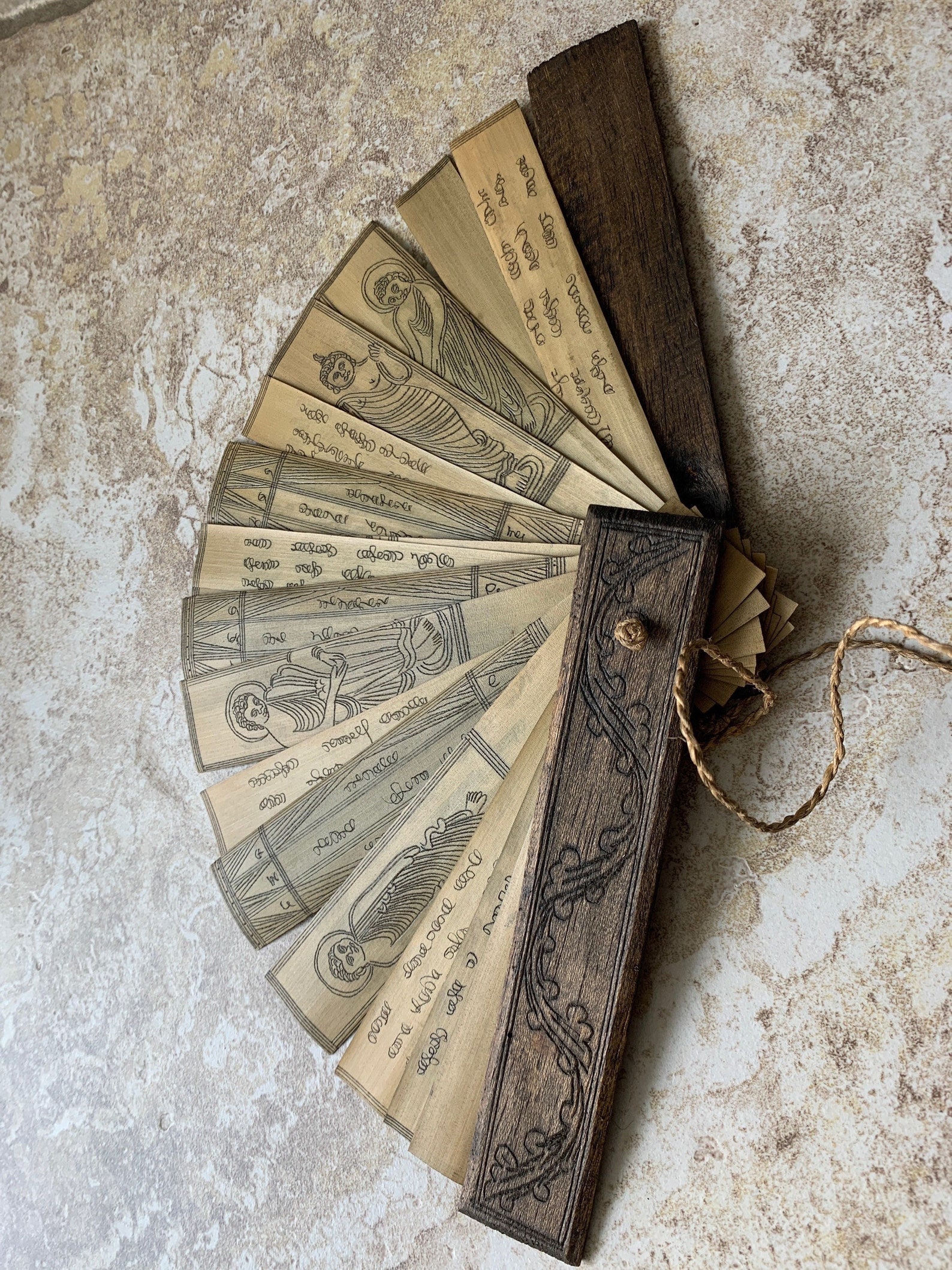 Antique palm leaf manuscript rare etsy
