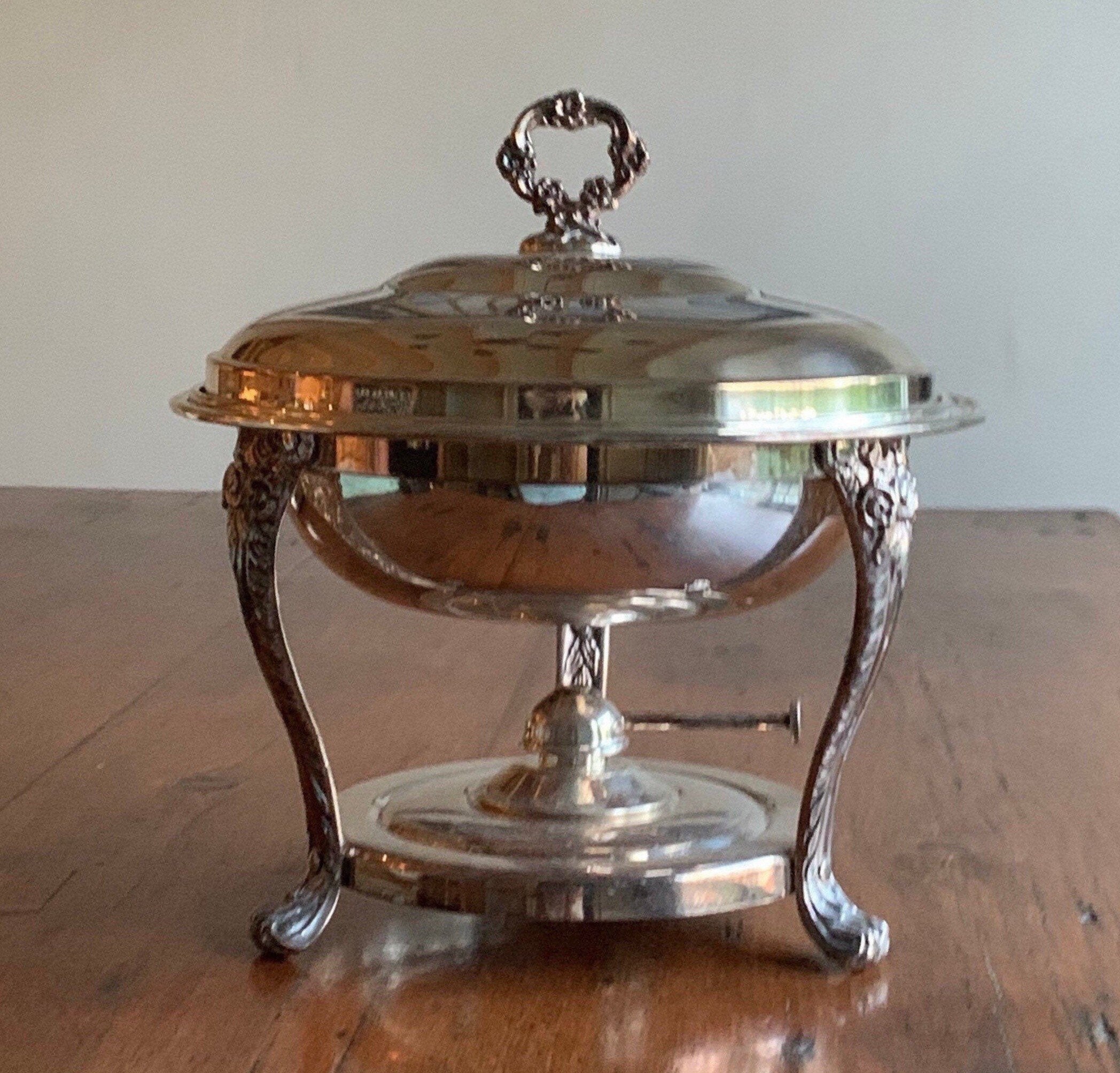 Silver Chafing Dish Serving Dish Buffet Warmer With Oil Burner Etsy