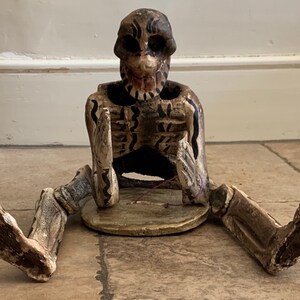 Day of the Dead Musician Wooden Skeleton Sculpture Dia de Los Muertos