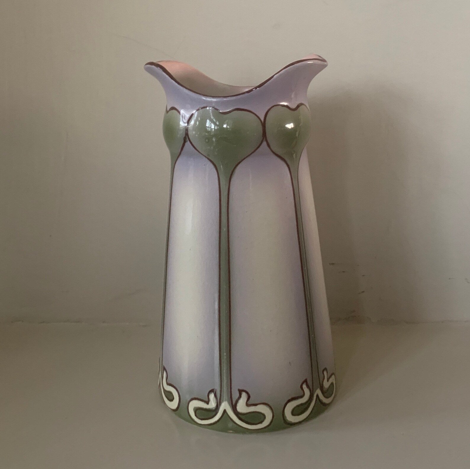 Vintage Purple Bud Vase Ceramic Pottery Vase with Green Hearts Etsy