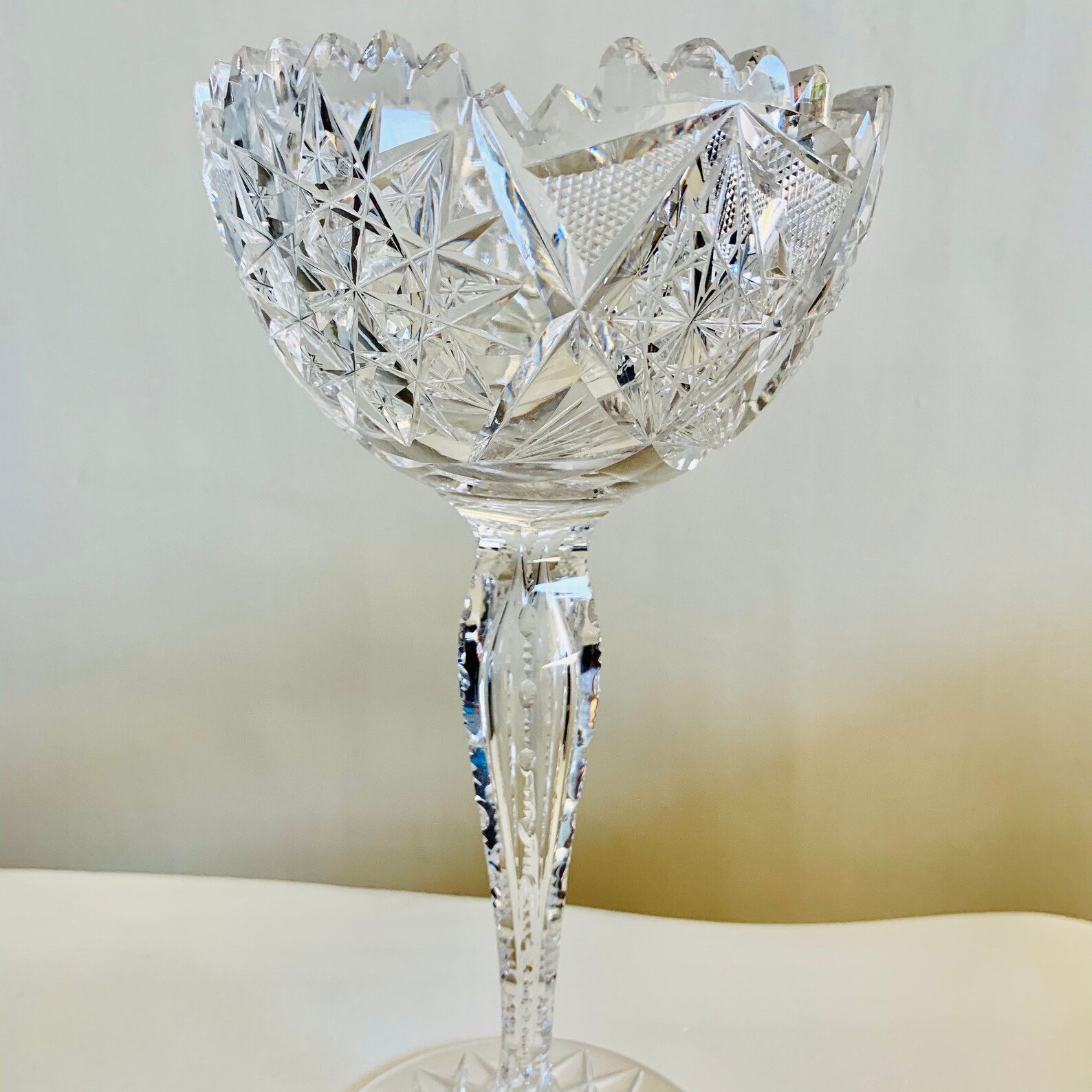 Two Antique Stemmed Cut Crystal Compote Bowls Candy Bowls Etsy