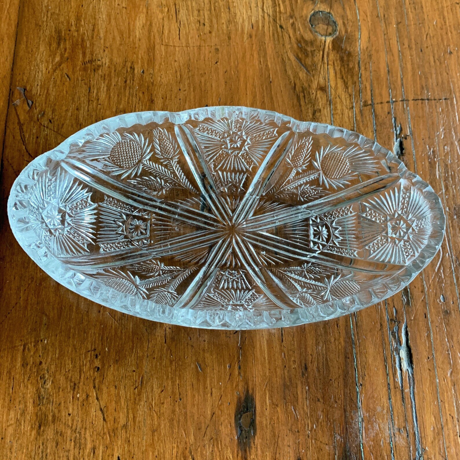 Antique Hughes Cornflower Cut Glass Relish Plateau de service Etsy