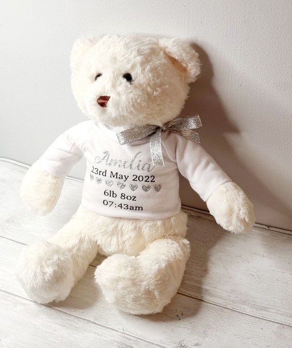 personalised teddy with birth details