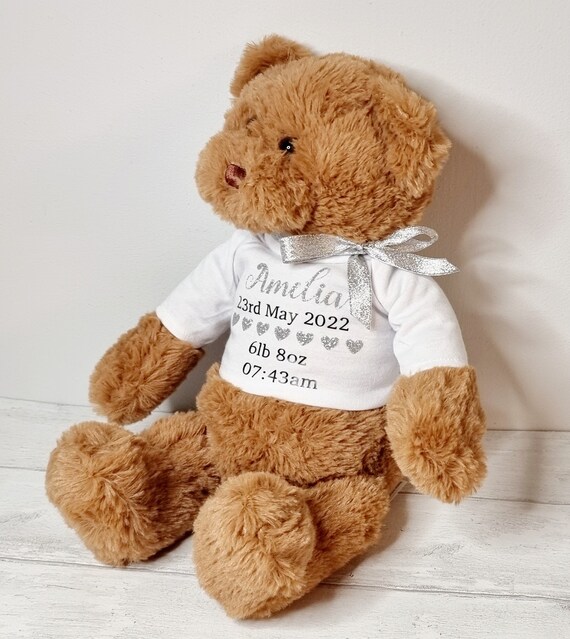 personalised teddy with birth details