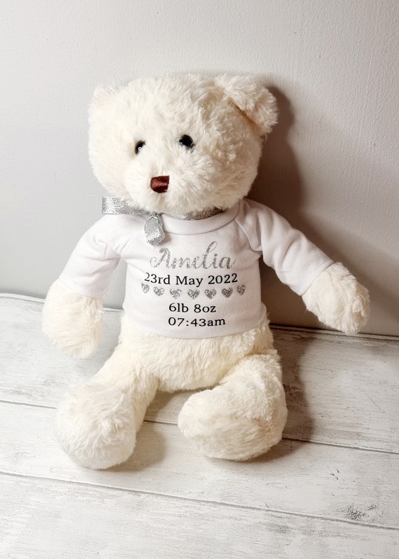 personalised teddy with birth details
