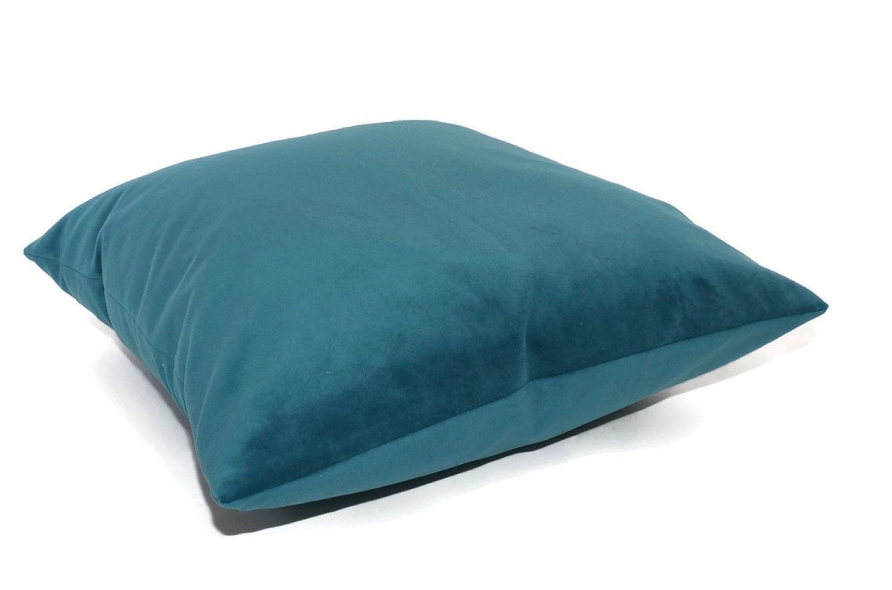 Deep Turquoise Velvet Throw Pillow covers 16x16 Dark Teal Etsy
