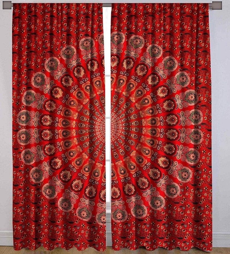 Mandala Curtains Window Curtain Boho Valance Cotton Curtains Drapes Window Treatment Door Curtains Decor Room Curtains Curtains