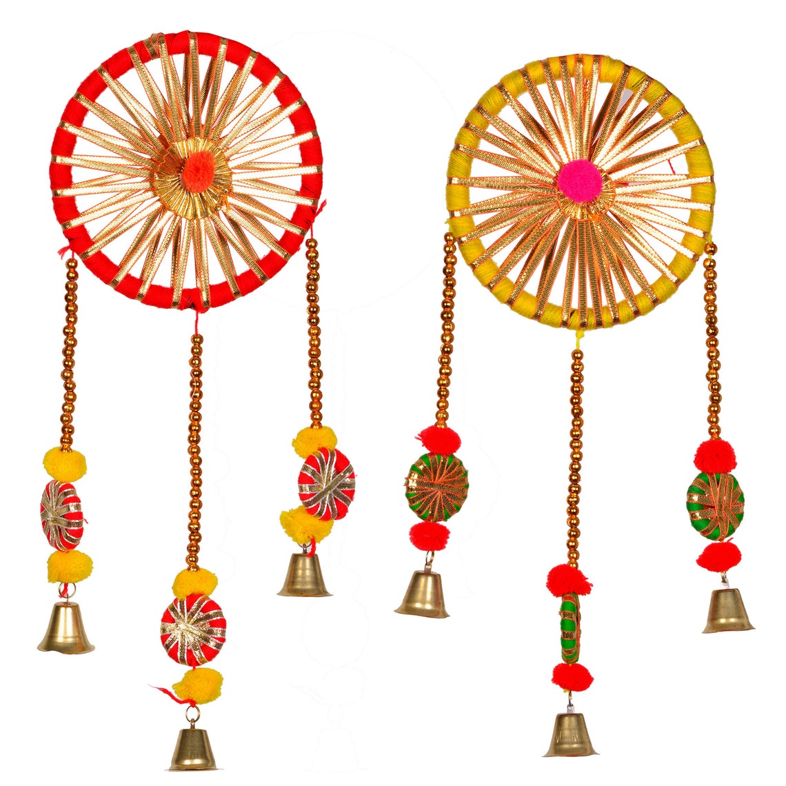 Indian Handmade Hanging Multicolor Round Shape Wall Hanging Etsy