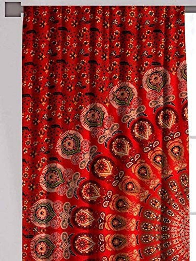 Mandala Curtains Window Curtain Boho Valance Cotton Curtains Drapes Window Treatment Door Curtains Decor Room Curtains Curtains