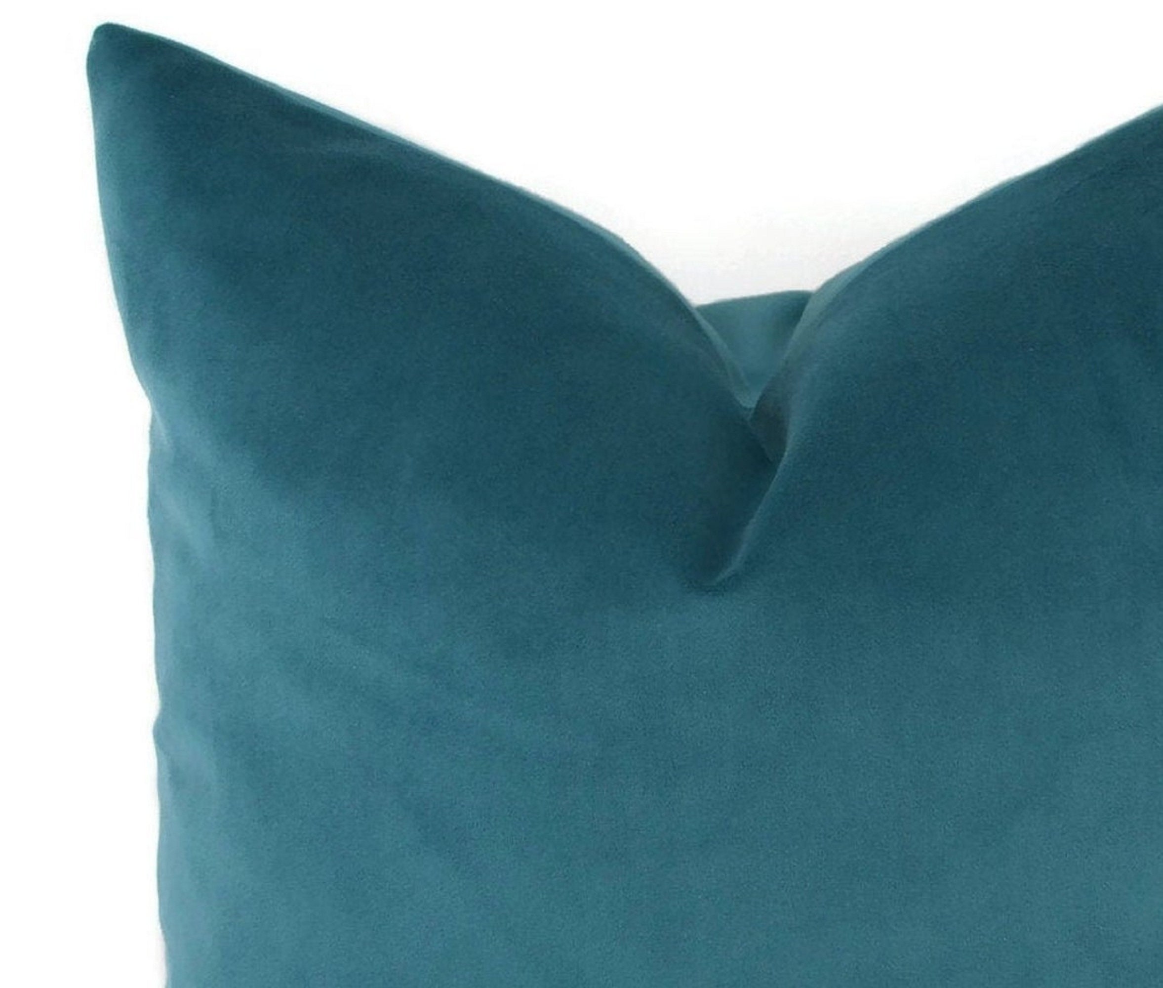 Deep Turquoise Velvet Throw Pillow covers 16x16 Dark Teal Etsy