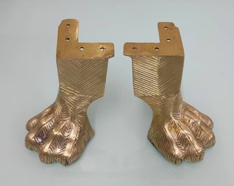 Set of 4, 5&quot; DIY Heavy Duty LION&#39;s Feet Solid BRASS Artistic Sofa Legs, Couch Legs, Cabinet Bed Brass Feet, Table Legs, Cabinet Legs.