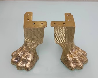 Set of 4, 5" DIY Heavy Duty LION's Feet Solid BRASS Artistic Sofa Legs, Couch Legs, Cabinet Bed Brass Feet, Table Legs, Cabinet Legs.