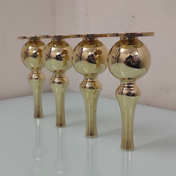 Set of 4, 6 Inches, DIY Heavy Duty ARTISTIC Solid BRASS Sofa Legs, Couch Legs, Cabinet Brass Feet, Table Bed Legs, Cabinet Legs.