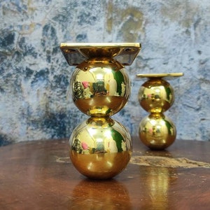 Set of 4, 4 Inches, DIY Heavy Duty ARTISTIC Solid BRASS Double Round Sofa Legs, Couch Legs, Table Cabinet Bed Legs, Cabinet Legs.