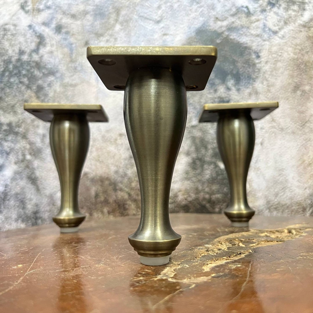 Set of 4, 4 Inches, DIY Heavy Duty Artistic Solid BRASS Sofa Legs in